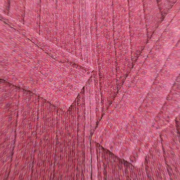 Vtg Studio Works Sweater Womens M Berry Solid Ribbed Soft Cardigan Knit Full Zip - Picture 6 of 12